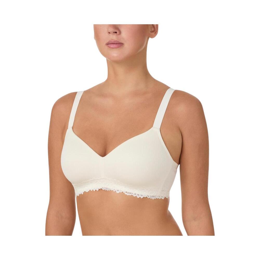 Comfort Code Women's Lined Lace Trim Wireless Bra White -